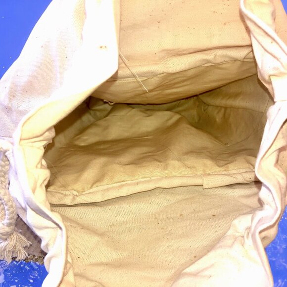 Vintage Hong Kong Straw Woven Shoulder Bag Rope Strap Drawstring Closure - Picture 6 of 14